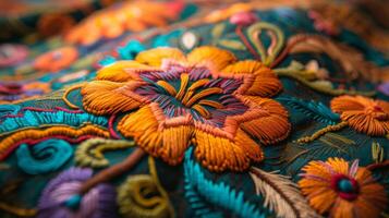 AI generated The intricate embroidery of a traditional garment, a tapestry of culture and heritage woven into threads photo