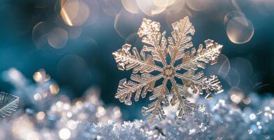 AI generated The delicate symmetry of a snowflake, each facet a unique masterpiece of frozen beauty photo