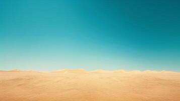 AI generated The vastness of a desert landscape, with towering sand dunes stretching to the horizon under a clear blue sky photo