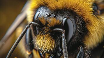 AI generated The fuzzy surface of a bumblebee's coat, a testament to its gentle yet industrious nature. photo