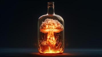 AI generated Nuclear explosion captured Inside a bottle photo