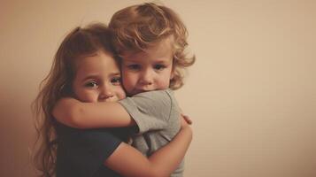 AI generated A tender embrace between siblings, showcasing unconditional love and support photo