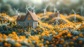AI Generated Alternative electricity sources, the concept of sustainable resources, people who own wind turbines, renewable energy sources, are all things associated with wind turbines. photo