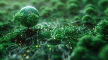 AI Generated Technologies that are green. Concepts of green technology. Sustainable development goals. photo
