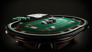 AI Generated Poker table.Web banner for game design, flyer, poster, banner, online casino advertising. AI photo