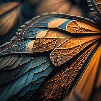 AI Generated Insect close-up, macro photography a butterfly wings. Great depth of field and lots of insect details on an isolated background. photo