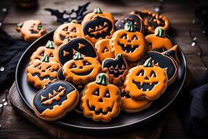 AI Generated Beautiful gingerbread cookies for Halloween photo