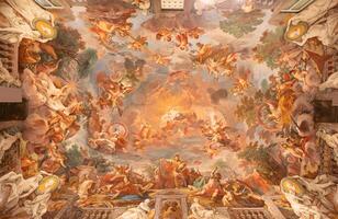 Rome, Italy - ceiling painting of the entrance hall in Galleria Borghese, 1779. photo