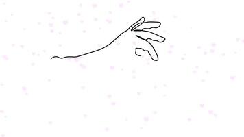 Self drawing animation with one continuous line draw, a hand with a heart video