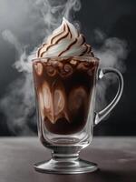 AI generated A cup of Iced cocoa with cool steam coming out look. ai generative photo