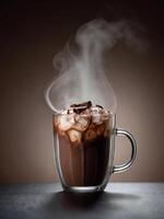 AI generated A cup of Iced cocoa with cool steam coming out look. ai generative photo