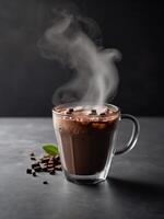 AI generated A cup of Iced cocoa with cool steam coming out look. ai generative photo