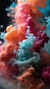 AI generated a colorful abstract composition of swirling ink in water, creating an underwater smoke effect. ai generative photo