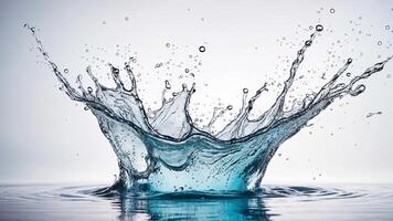 AI generated A blue splash of water forms a crown-like shape as it rises from the bottom of the image. ai generative photo