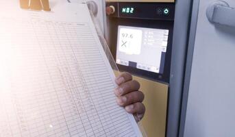 The engineering monitoring and checklist data on the display machine for analysis porformance machine. photo