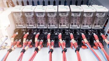 Installation of wiring control circuit ,circuit cable control for control machinery. photo