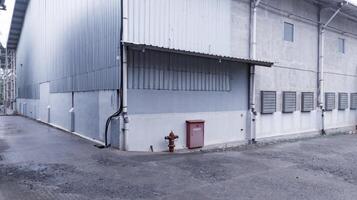 Industrial building with steel roof construction photo