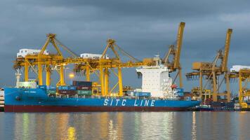 maritime transporting arrange container against sky video