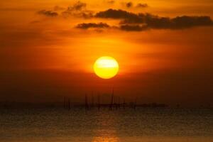 Sunset sky on the lake photo