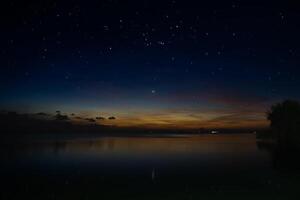 Twilight sky at the lake photo