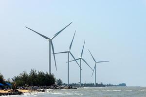 Wind turbines generate electricity photo