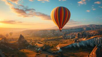 ai generado un caliente aire globo paseo terminado el de otro mundo paisajes foto