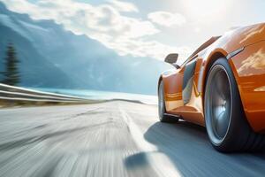 AI generated A picture of a sports car in motion photo