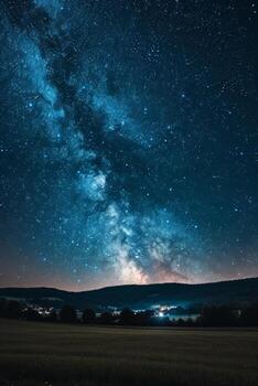 ai generado un sereno estrellado noche cielo terminado un tranquilo campo, gratis desde ligero contaminación foto