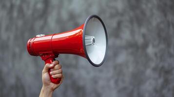 AI generated A person passionately delivering a message with a Megaphone, their fervor evident photo