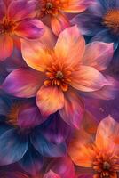 AI generated Bursting with vibrant colors and intricate petal patterns, this abstract background celebrates the beauty of blooming photo