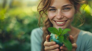 ai generado un ambiental activista sonrisa simboliza su Dedicación a conservación el planeta para futuro generaciones foto