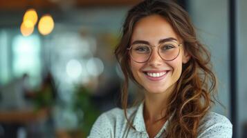 ai generado un Finanzas entusiastas sonrisa representa analítico valor y un pasión para números foto