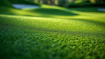 ai generado lozano verde texturas y refinado detalles espejo el precisión de golf foto