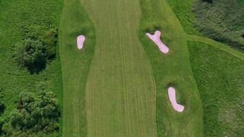 Aerial footage of the golf field on the coast of England video