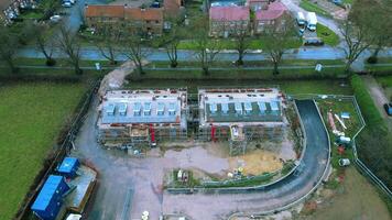 Aerial video of the building site in countryside