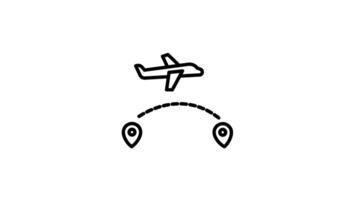 plane flying animation Line icon in animated world trip revelation. video