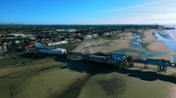 Aerial video of the pier in Blackpool