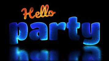 Neon light effect looping party text black background video