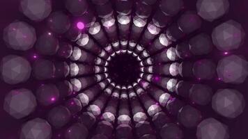 Flying through hi-tech digital tunnel made of icosphere , digital Pink color tunnel technology background video