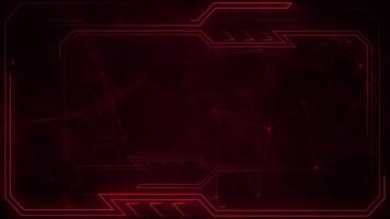 Red plexus background with glowing connecting lines and dots or nodes with a neon tech border. Digital data network connections concept. This modern technology animation is full HD and looping. video