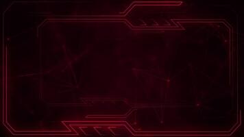 Red plexus background with glowing connecting lines and dots or nodes with a neon tech border. Digital data network connections concept. This modern technology animation is full HD and looping. video