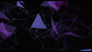 Plexus of abstract violet geometrical lines with moving triangles and dots. Loop animations. video