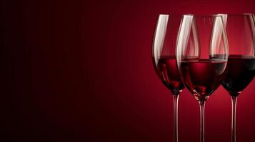 AI generated Abstract wine glass silhouettes on a deep burgundy background photo