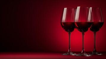 AI generated Abstract wine glass silhouettes on a deep burgundy background photo