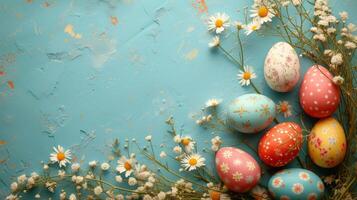 AI generated Vintage-inspired patterns and elements reminiscent of bygone Easter celebrations. photo