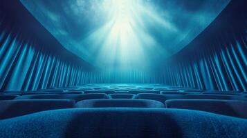 AI generated Beautiful abstract empty cinema background large copyspace area, offcenter composition photo