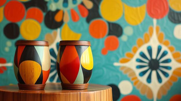 AI generated Bongo drums and abstract patterns inspired by the beatnik culture of the '50s photo