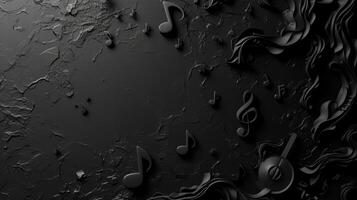 AI generated minimilast black color music abstract background with large copyspace area with copy space for text photo