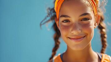 ai generado un joven Atletas sonrisa espejos su Dedicación a Deportes y lograr pico actuación foto