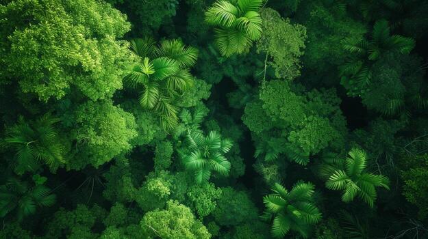 AI generated Lush, emerald rainforest canopy, a serene paradise for eco-tourism and adventure seekers. photo